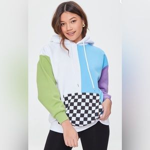 Colorblock Checkered Hoodie